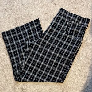 Plaid Black and Gray Wide Leg Trousers
